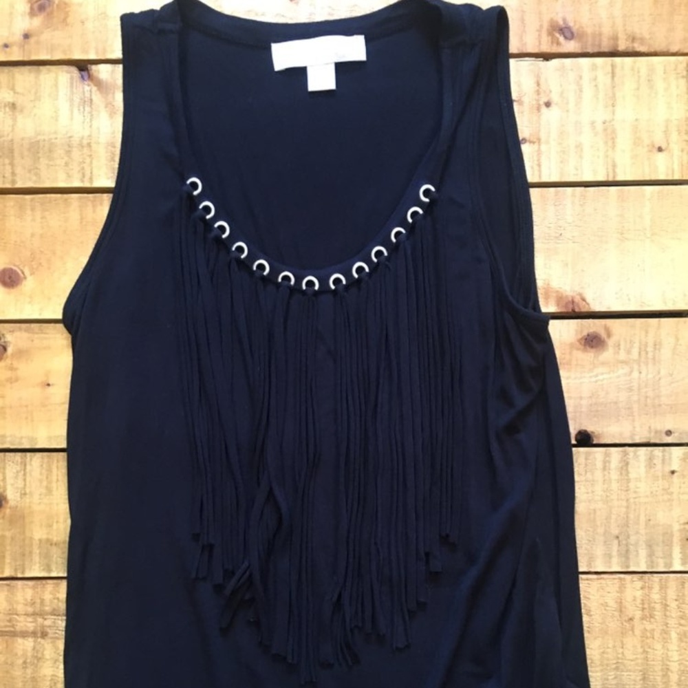 Michael Kors Black fringe tank
